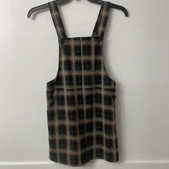 Y2K Womens Pinafore Plaid Overall‎ Dress Academia Grunge 90s Vibes Preppy XSmall - Picture 1 of 9